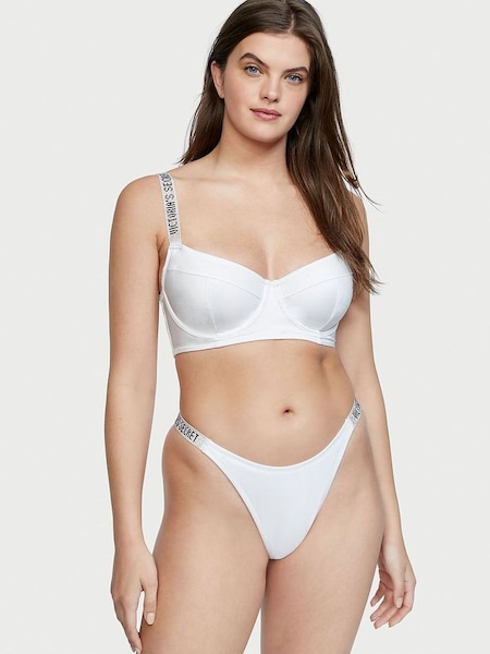 White Longline Shine Strap Swim Bikini Top (P75718) | £29