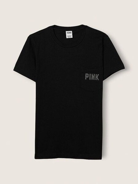 Pure Black With Shine Logo Shine Campus Short Sleeve Tee (P76130) | £18