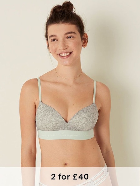 Heather Charcoal Grey Non Wired Push Up Smooth T-Shirt Bra (P78215) | £29