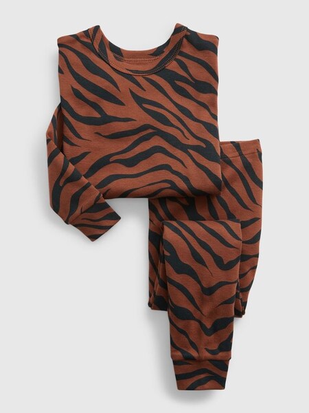 Brown Tiger Print Long Sleeve Pyjama Set (P79997) | £18