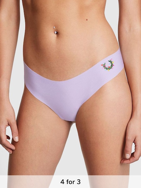 Pastel Lilac Purple Holiday Crest No Show Thong Knickers (P82874) | £9
