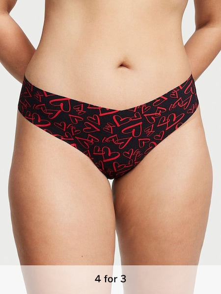 Black Outline Heart  Smooth Thong Knickers (P82935) | £9