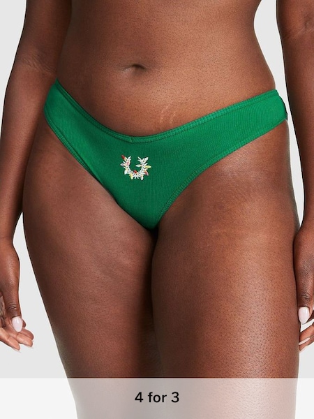 Garnet Green Holiday Lights Crest Cotton Bikini Knickers (P82945) | £9