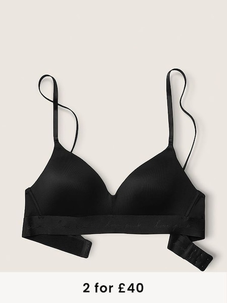 Pure Black Smooth Lightly Lined Non Wired T-Shirt Bra (P84125) | £30