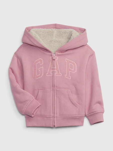 Pink Logo Zip Up Sherpa Lined Hoodie (P86544) | £30