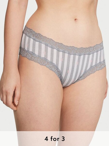 Grey Logo Lace Waist Cheeky Knickers (P87066) | £9