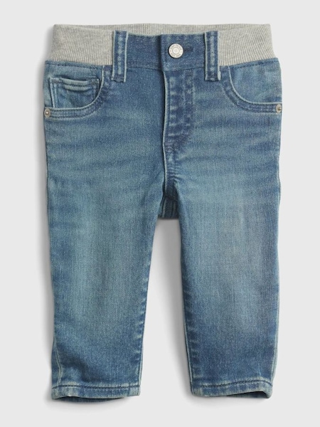 Mid Wash Blue Knitted Waistband Slim Jeans - Baby (P89248) | £11