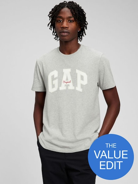 Grey Gap Logo Short Sleeve Crew Neck T-Shirt (P89324) | £18