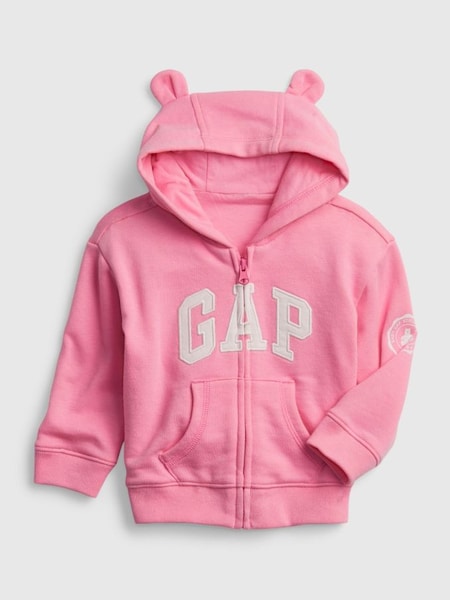 Pink Logo Zip Up Bear Ear Hoodie - Baby (P89510) | £20