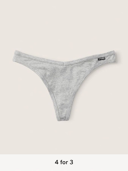 Heather Charcoal Grey Thong Cotton Knickers (P89611) | £9