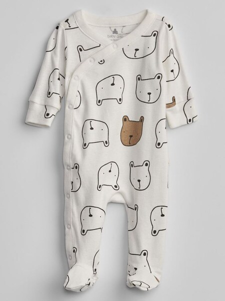 White Brannan Bear Long Sleeve Baby Sleepsuit (P89670) | £12