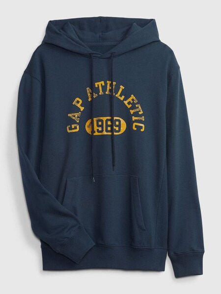 Navy Blue and Yellow Athletic Logo Hoodie (P89714) | £22