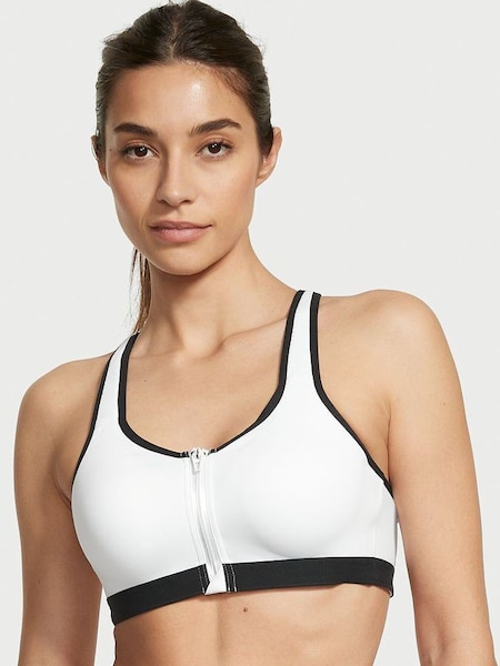 White Smooth Front Fastening Wired High Impact Sports Bra (P90938) | £45