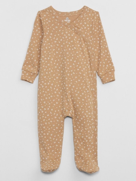 Brown Print Long Sleeve Baby Sleepsuit (Newborn - 9mths) (P91070) | £9