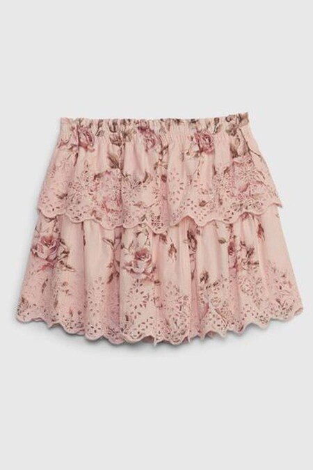 Pink LoveShackFancy Girls Floral Flippy Skirt (P91206) | £35