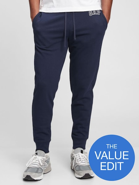 Navy Blue Logo Fleece Slim Fit Pull On Joggers (P91343) | £30