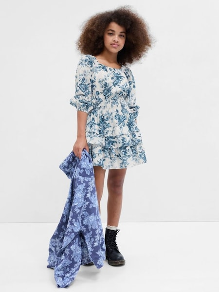Blue LoveShackFancy Girls Floral Mini Dress (P91363) | £45