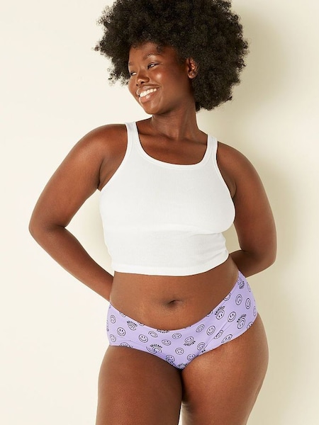 Lavender Love Smiley Print Purple Period Hipster Knickers (P93024) | £10