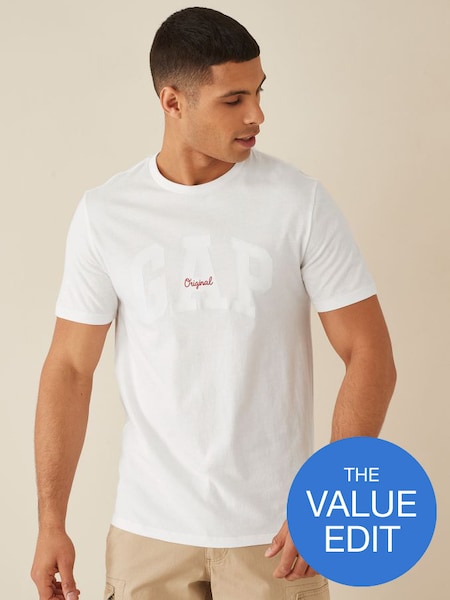White Logo Short Sleeve Crew Neck T Shirt (P94435) | £14