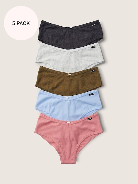 Grey/Blue/Pink Cotton Cheeky Knickers Multipack (P95221) | £25