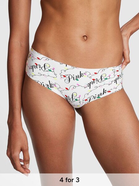 Optic White Holiday Light Script No Show Hipster Knickers (P95584) | £9