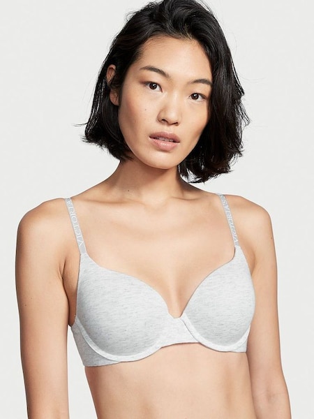 Heather Snow Grey Regular Cup Lightly Lined Logo Strap Full Cup Bra (P95990) | £17