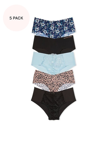 Black/Leopard/Blue Cheeky No Show Knickers Multipack (P96015) | £25