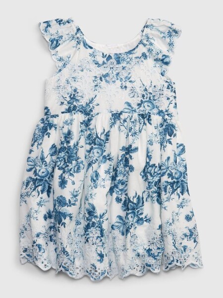 Blue LoveShackFancy Floral Eyelet Dress - Toddler (P96047) | £35