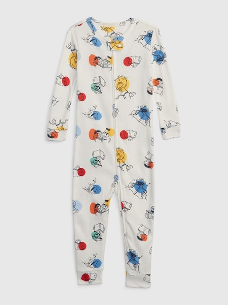 White Organic Cotton Sesame Street Sleepsuit (P96077) | £8