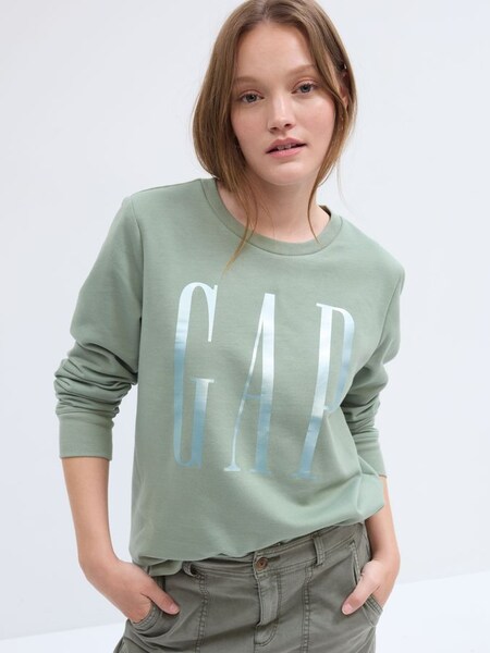 Green Metallic Logo Long Sleeve Crewneck Sweatshirt (P96548) | £30