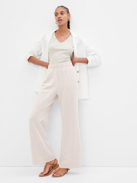 Beige High Rise Wide Leg Trousers (P96843) | £19