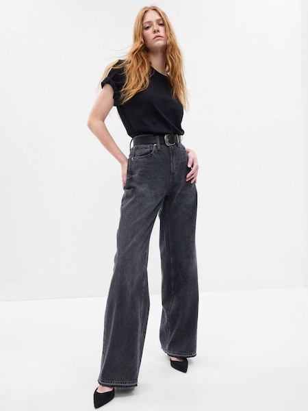 Black High Rise Wide-Leg Jeans with Washwell (P96906) | £55