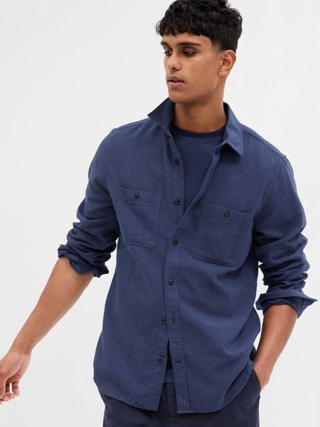 Blue Buttoned Utility Shirt (P96928) | £40