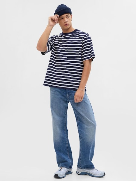 Blue Relaxed Stripe Pocket Short Sleeve T-Shirt (P96934) | £12