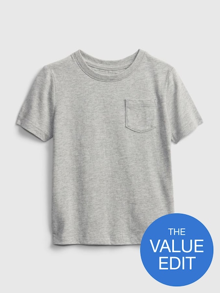 Light Grey Pocket Short Sleeve Crew Neck T-Shirt (12mths-5yrs) (P97494) | £6