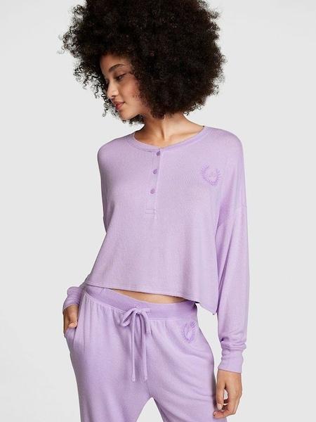 Pastel Lilac Purple Cosy Long Sleeve Sleep Shirt (P98557) | £10