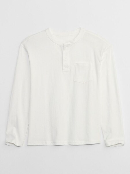White Henley Pocket Long Sleeve T-Shirt (4-13yrs) (P98853) | £7