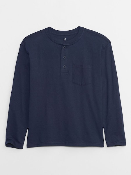 Blue Henley Pocket Long Sleeve T-Shirt (4-13yrs) (P98854) | £12