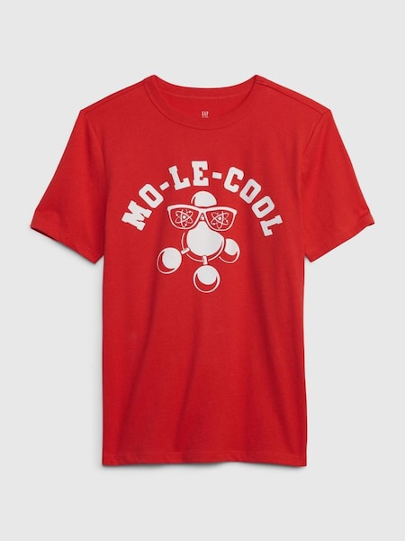 Red Organic Cotton Graphic Crew Neck Short Sleeve T-Shirt (P98876) | £10