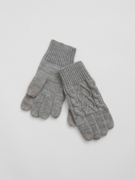 Grey Cable-Knit Gloves (P99227) | £12
