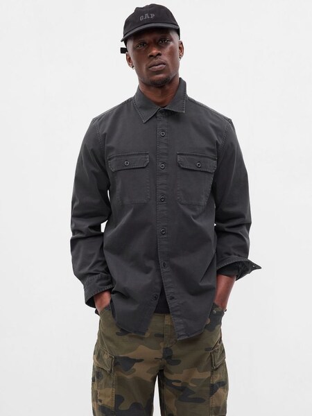 Black Two-Pocket Utility Shirt (P99233) | £55