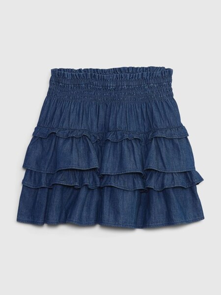 Blue LoveShackFancy Denim Flippy Skirt (P99239) | £35