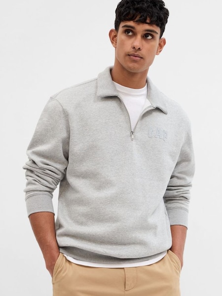 Grey Mini Arch Logo Half-Zip Up Long Sleeve Sweatshirt (P99246) | £45