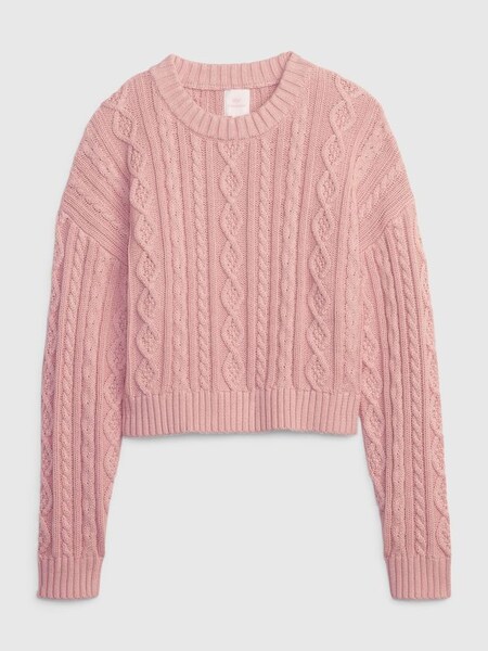Pink LoveShackFancy Cable-Knit Cropped Jumper (P99256) | £24