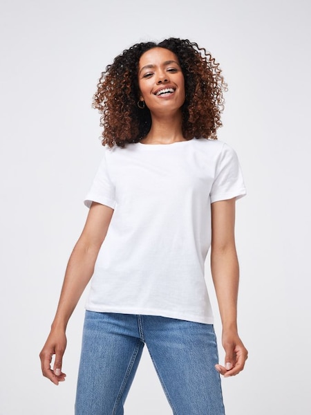 White Organic Cotton Vintage Short Sleeve Crew Neck T-Shirt (P99298) | £18