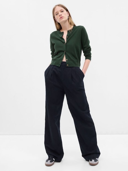Green Merino Wool Short Cardigan (P99521) | £50
