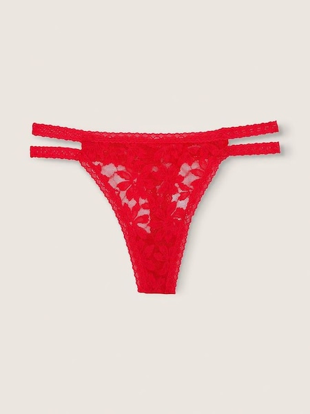 Red Pepper Red Strappy Lace Thong Knickers (Q06597) | £9