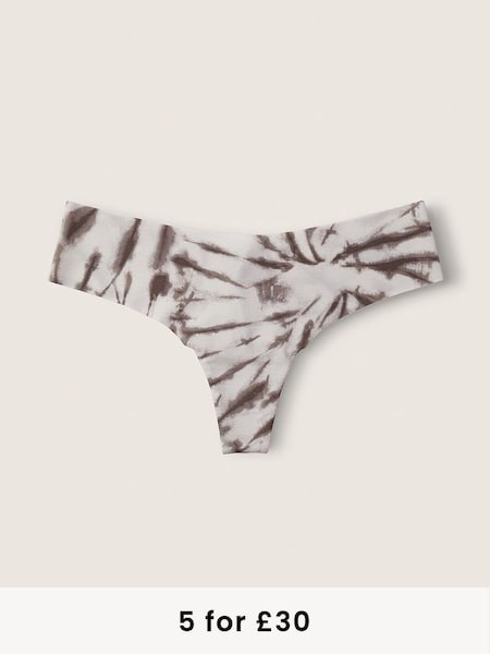 Tie Dye Tinted Grey No Show Thong Knickers (Q06610) | £4