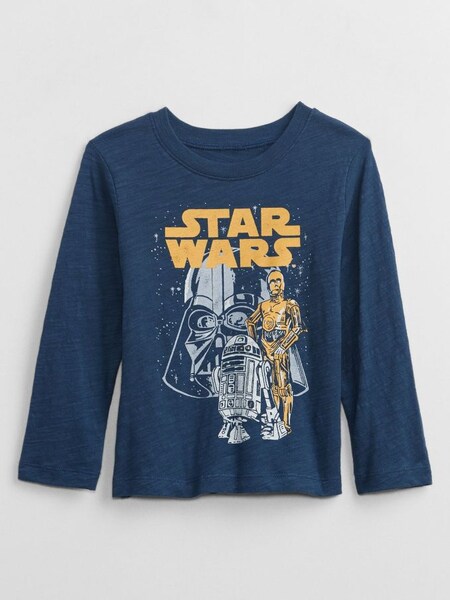 Navy Blue Star Wars Long Sleeve Crew Neck Graphic T-Shirt (Q09121) | £16