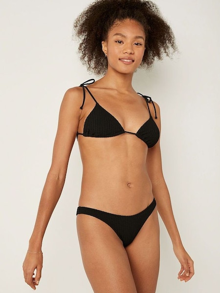 Pure Black Brazilian Crinkle Bikini Bottom (Q10165) | £12